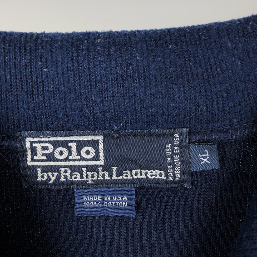Ralph Lauren POLO by Ralph Lauren long-sleeved polo shirt, Made in USA, Men's XL cotton navy blue type Vintage Second Hand