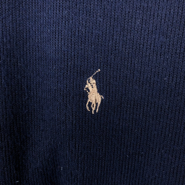 Ralph Lauren POLO by Ralph Lauren long-sleeved polo shirt, Made in USA, Men's XL cotton navy blue type Vintage Second Hand