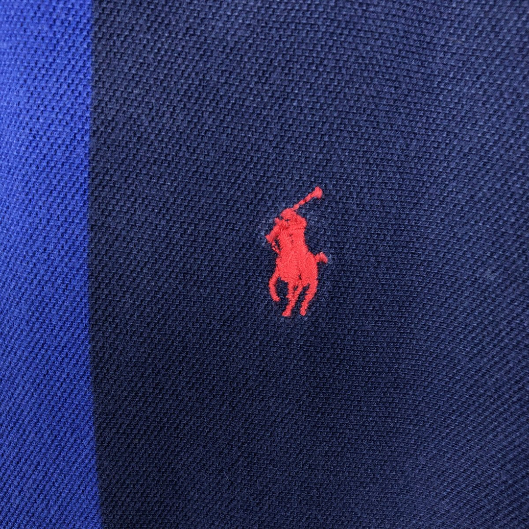 Ralph Lauren POLO by Ralph Lauren Long-Sleeve Striped Polo Shirt, Made in USA, Men's Size XL (approx.) cotton blue type Vintage Second Hand