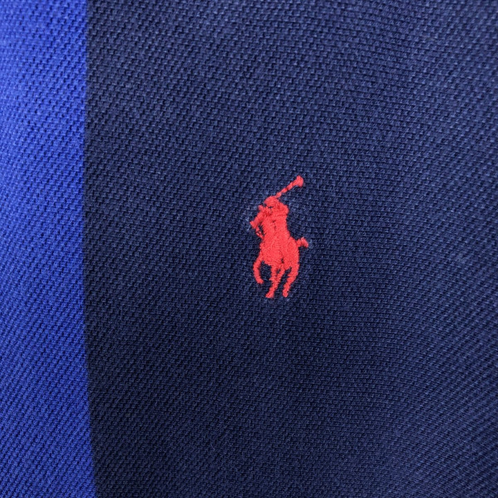 Ralph Lauren POLO by Ralph Lauren Long-Sleeve Striped Polo Shirt, Made in USA, Men's Size XL (approx.) cotton blue type Vintage Second Hand