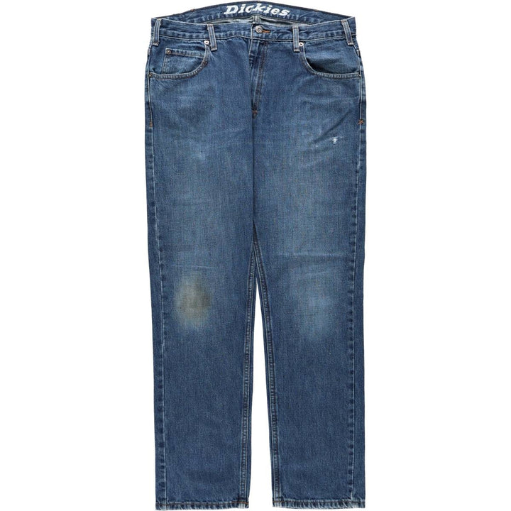 Dickies SLIM straight denim pants for men, equivalent to size W35. cotton blue type Vintage Second Hand