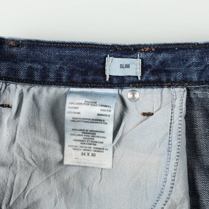 Dickies SLIM straight denim pants for men, equivalent to size W35. cotton blue type Vintage Second Hand