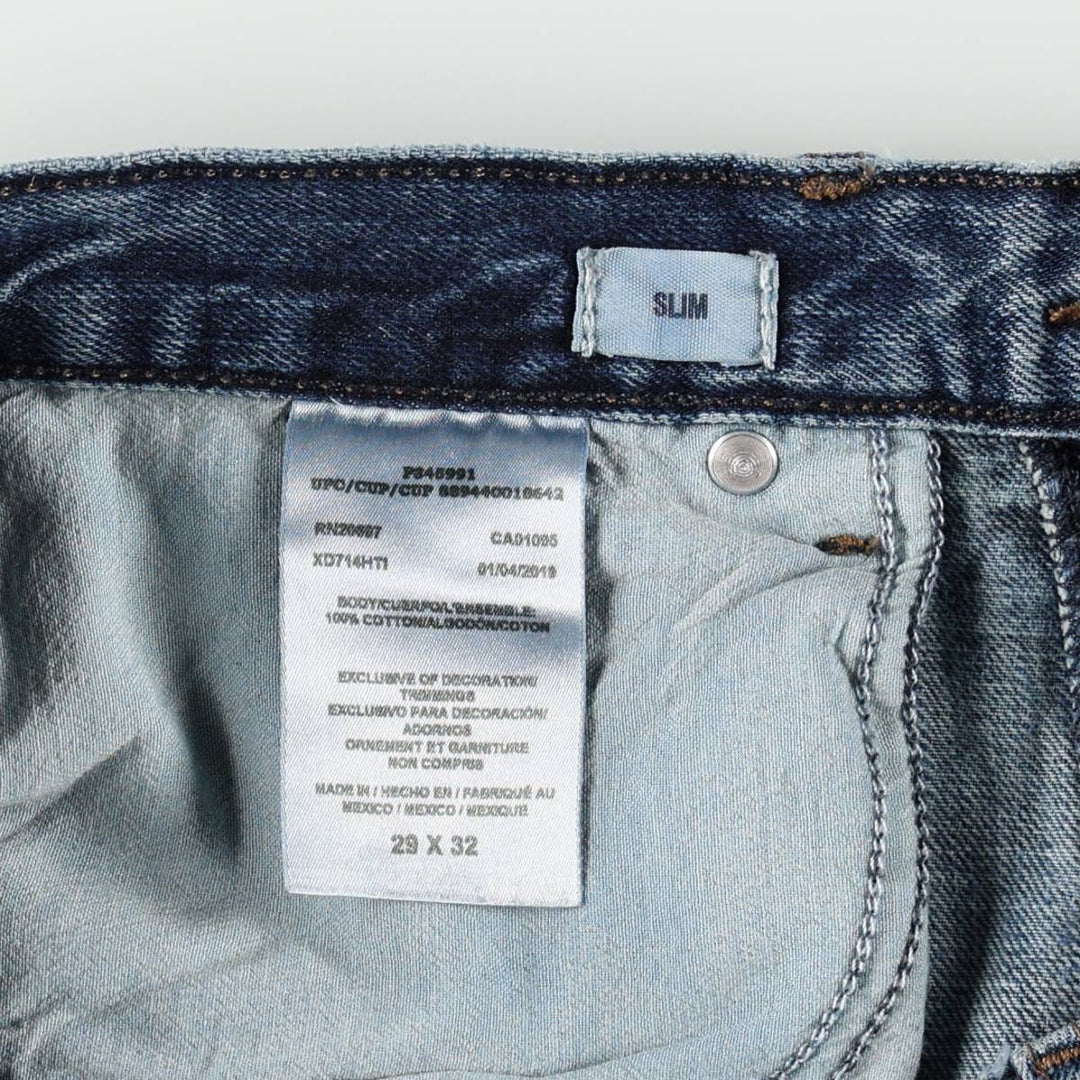 Dickies SLIM Slim Straight Denim Pants, Men's Size W31 (approx.) cotton blue type Vintage Second Hand