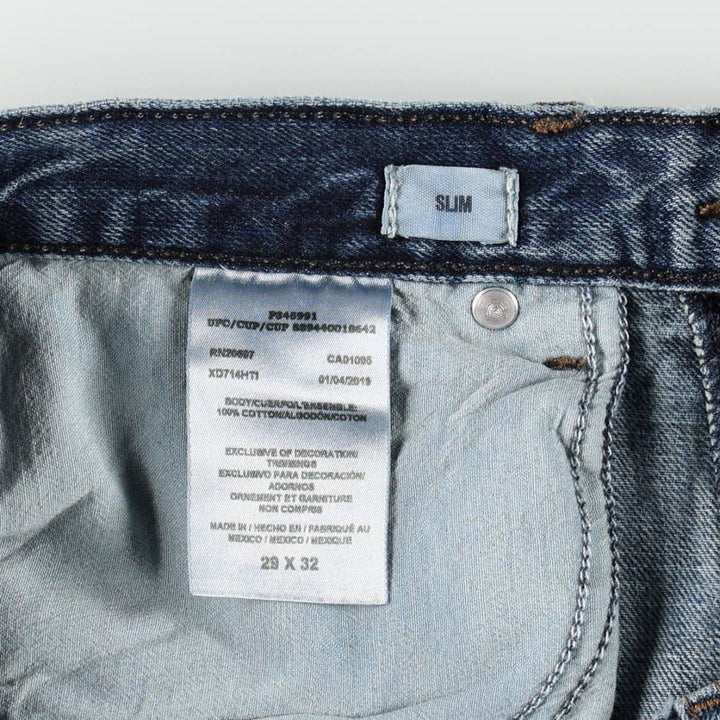 Dickies SLIM Slim Straight Denim Pants, Men's Size W31 (approx.) cotton blue type Vintage Second Hand