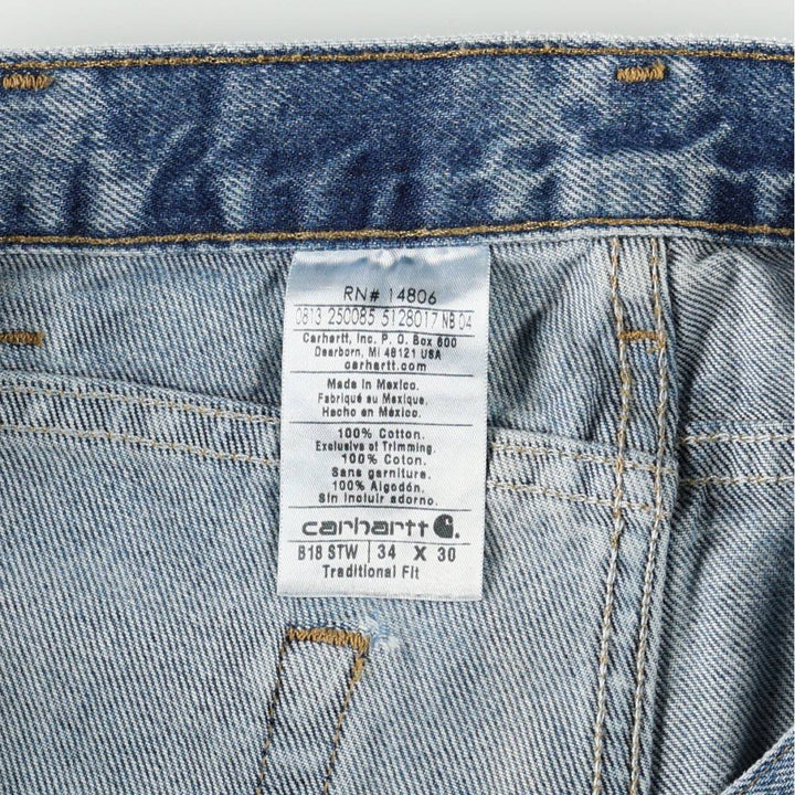Carhartt Traditional FIT Tapered Denim Pants Men's W34 cotton blue type Vintage Second Hand