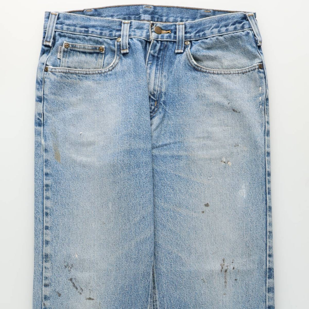 Carhartt Relaxed Fit Tapered Denim Pants for Men, W34 equivalent cotton blue type Vintage Second Hand