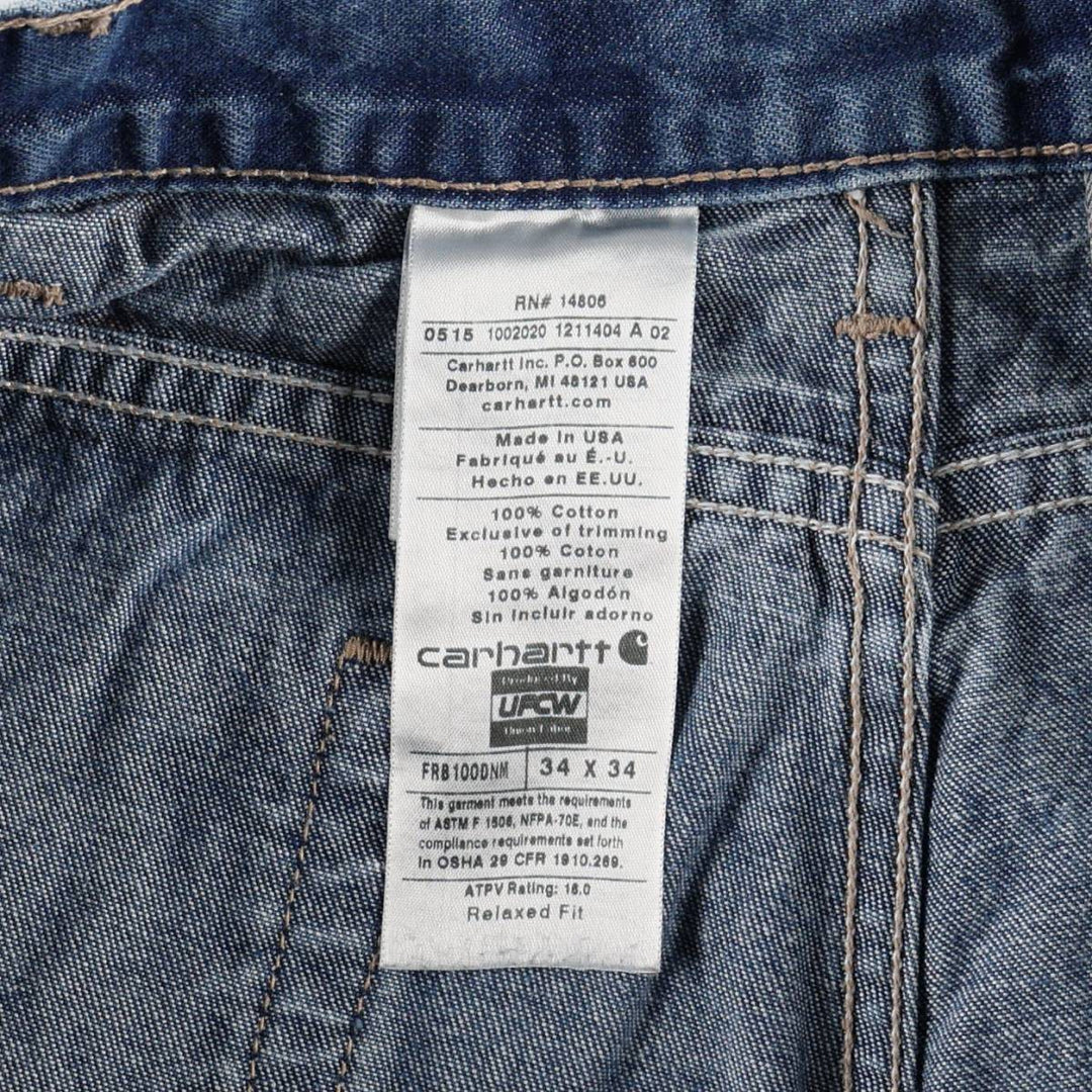 Carhartt FR Series Tapered Denim Pants, Made in USA, Men's, Size W34 cotton blue type Vintage Second Hand