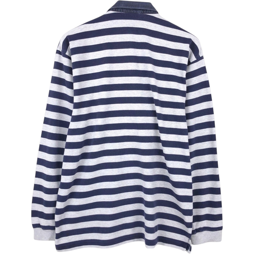 Lacoste long-sleeved striped polo shirt, men's size L cotton gray type Vintage Second Hand