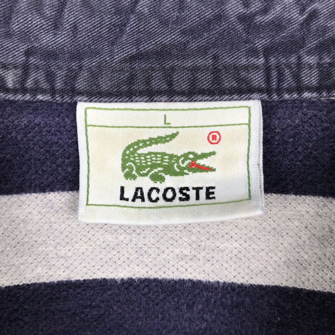 Lacoste long-sleeved striped polo shirt, men's size L cotton gray type Vintage Second Hand