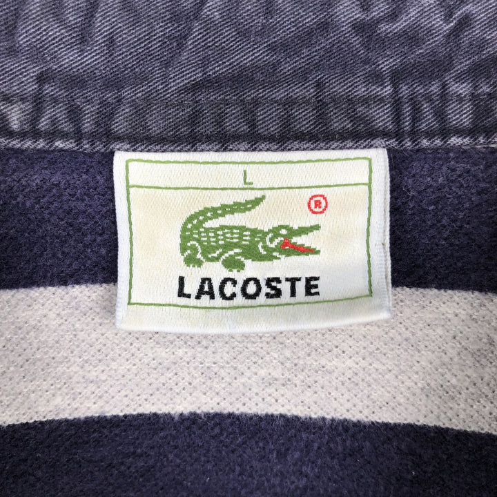 Lacoste long-sleeved striped polo shirt, men's size L cotton gray type Vintage Second Hand