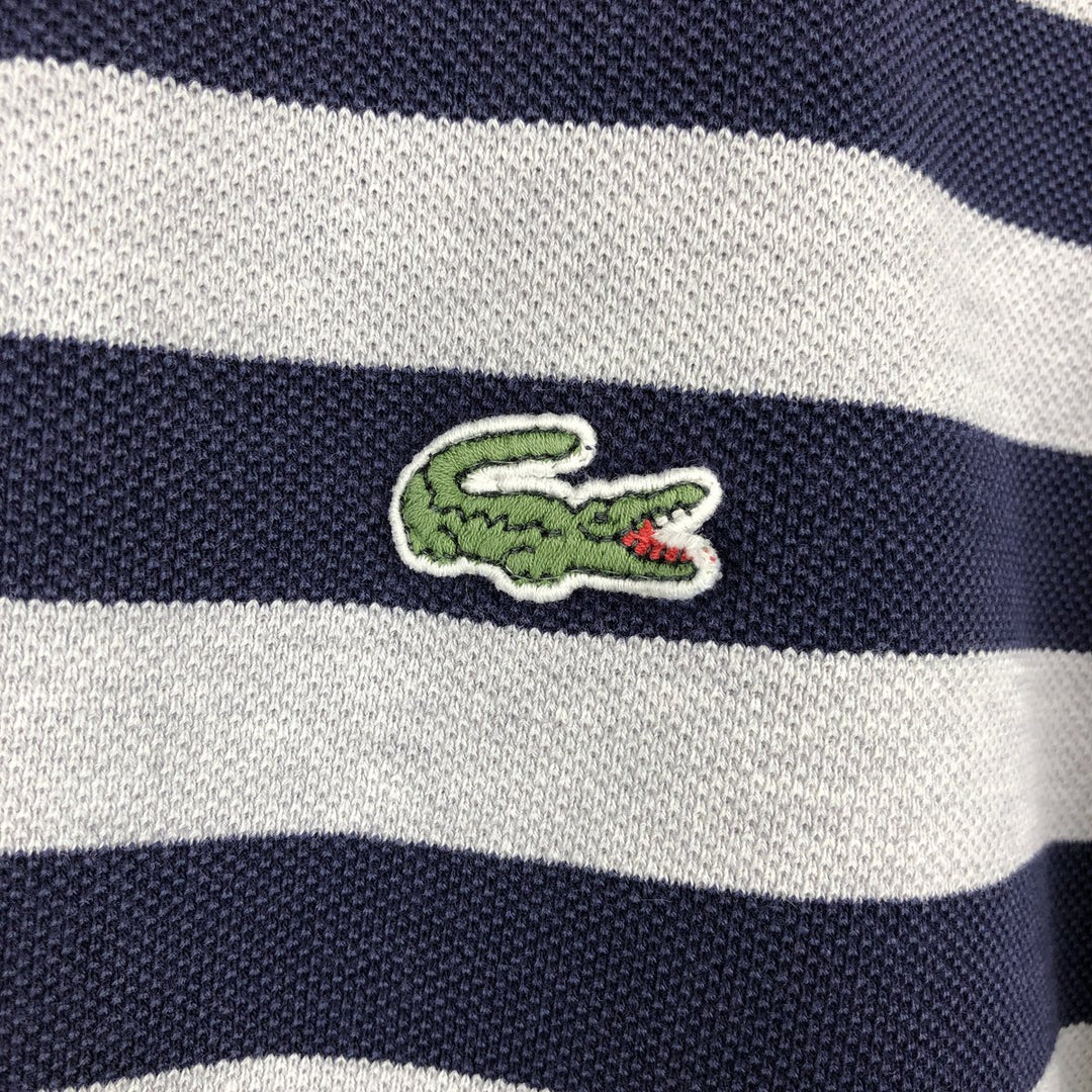 Lacoste long-sleeved striped polo shirt, men's size L cotton gray type Vintage Second Hand