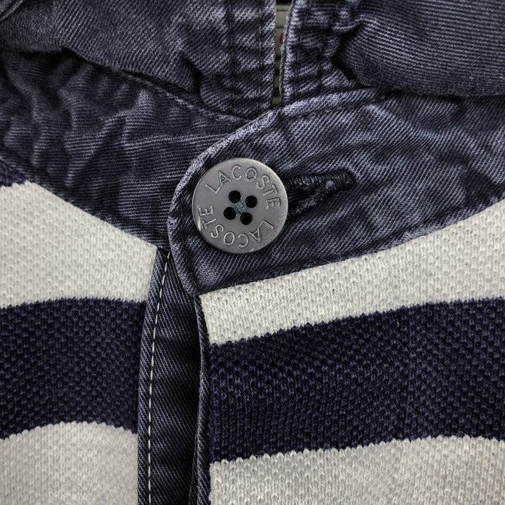 Lacoste long-sleeved striped polo shirt, men's size L cotton gray type Vintage Second Hand