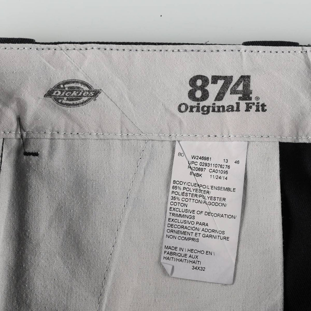 Dickies 874 Original Fit Work Pants, Men's, Size W34 polyester black type Vintage Second Hand