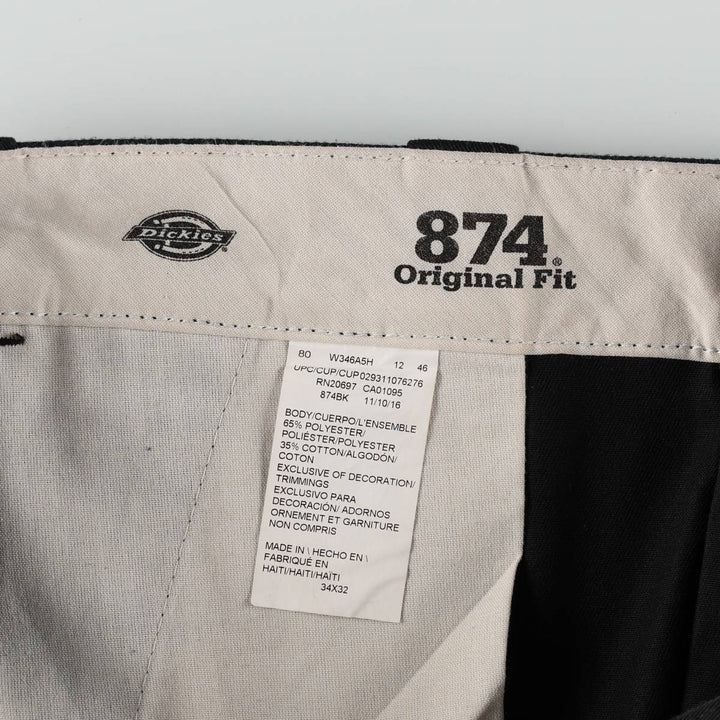 Dickies 874 Original Fit Work Pants, Men's, Size W35 polyester black type Vintage Second Hand