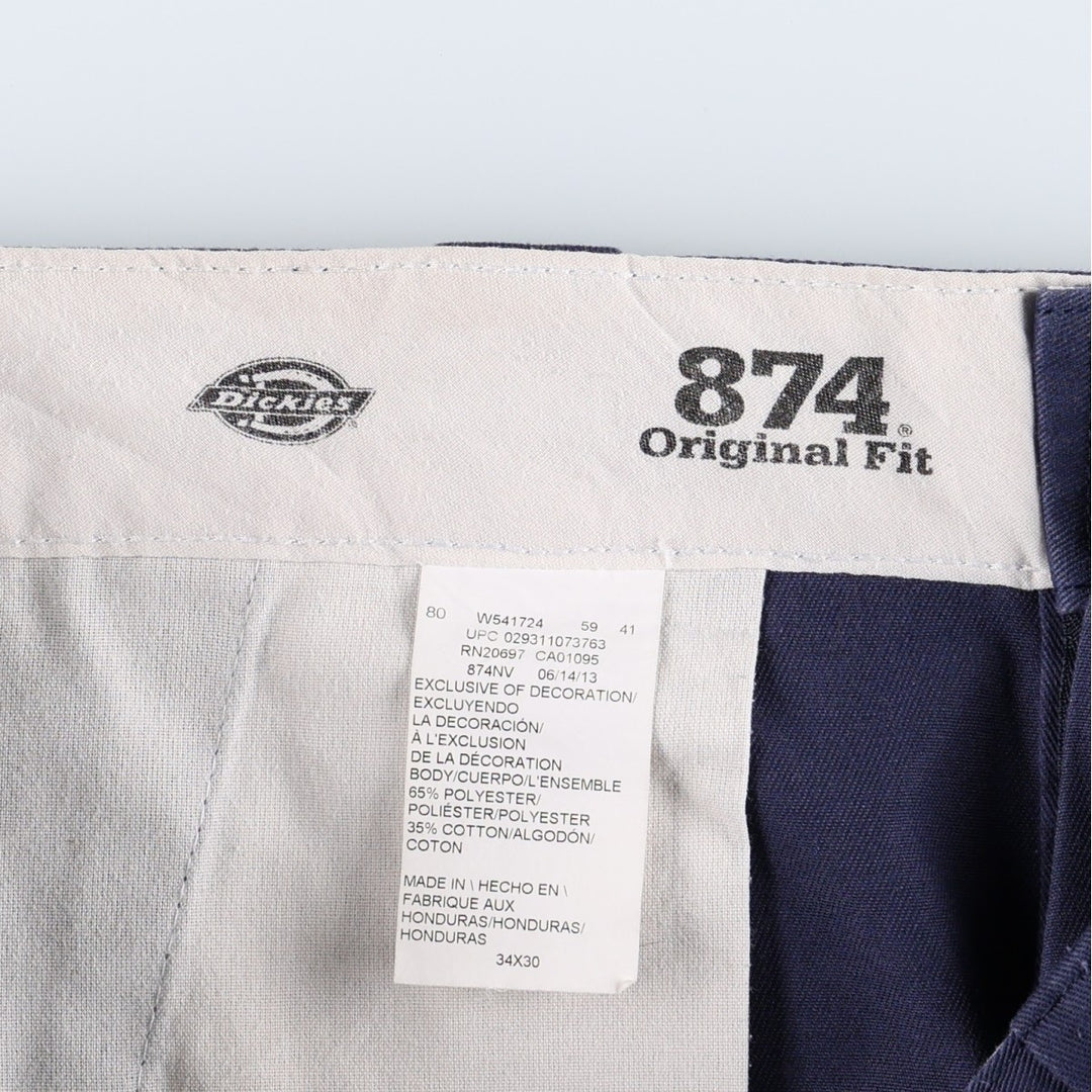 Dickies 874 Original Fit Work Pants, Men's, Size W34 polyester navy blue type Vintage Second Hand