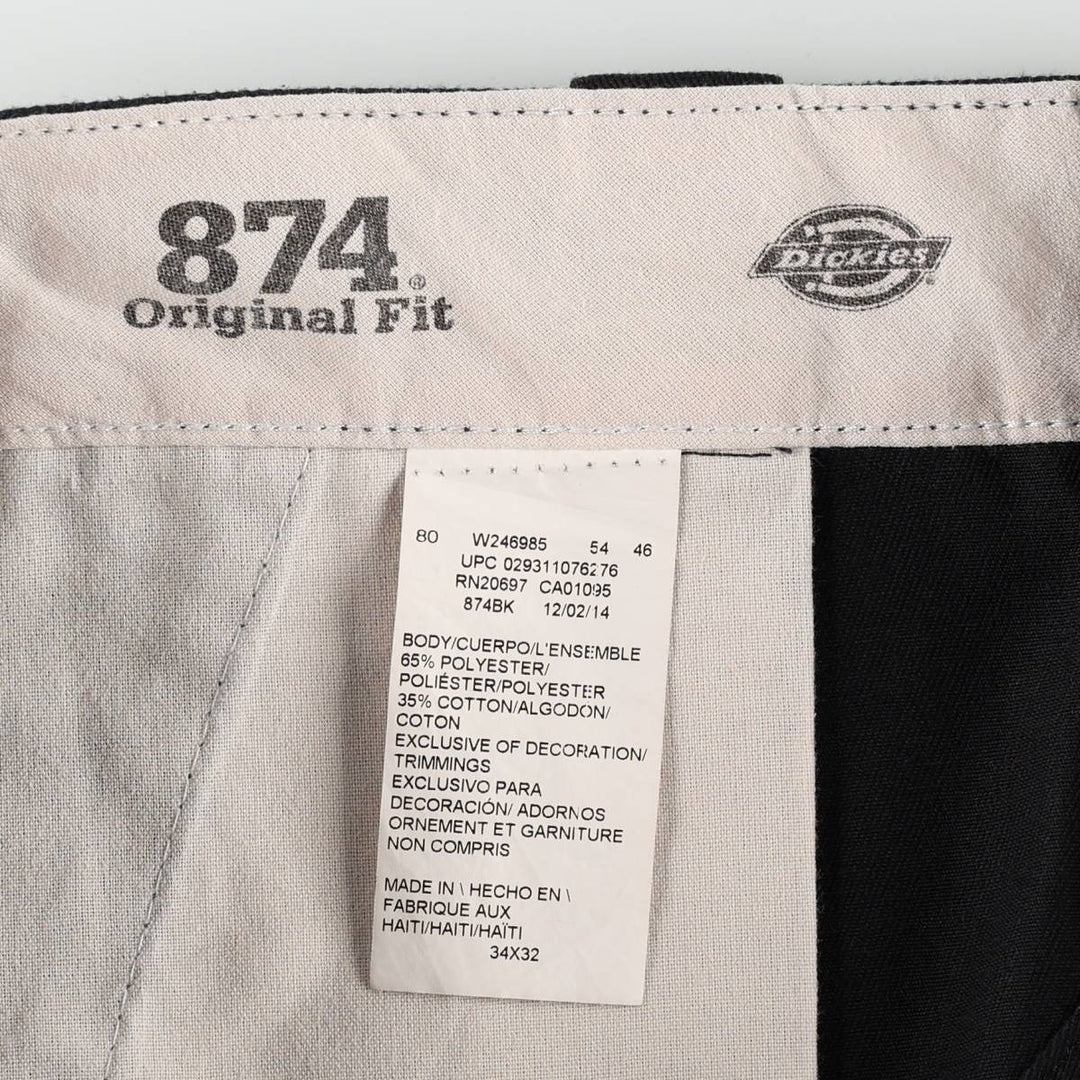 Dickies 874 Original Fit Work Pants, Men's, Size W34 polyester black type Vintage Second Hand