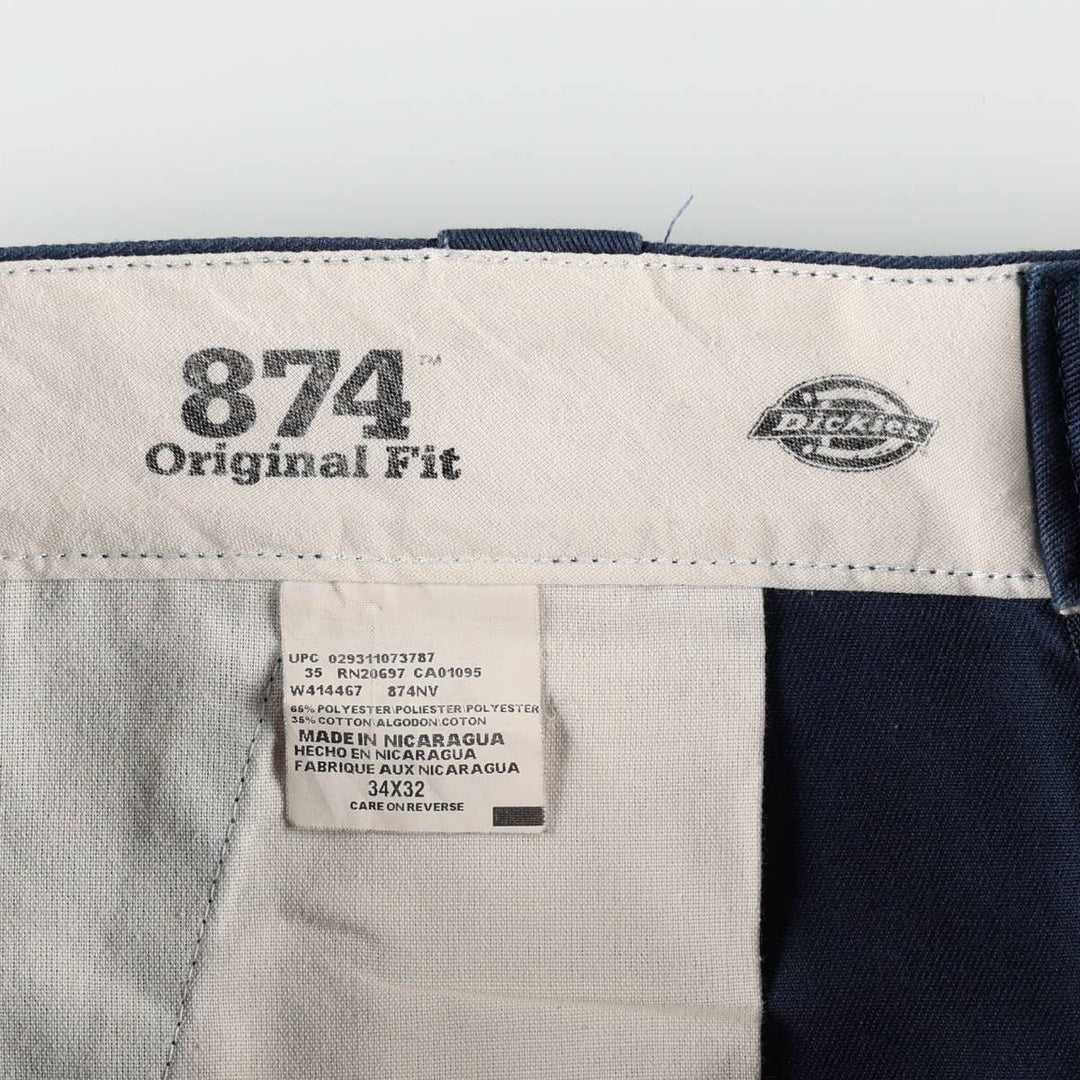 Dickies 874 Original Fit Work Pants, Men's, Size W34 polyester navy blue type Vintage Second Hand