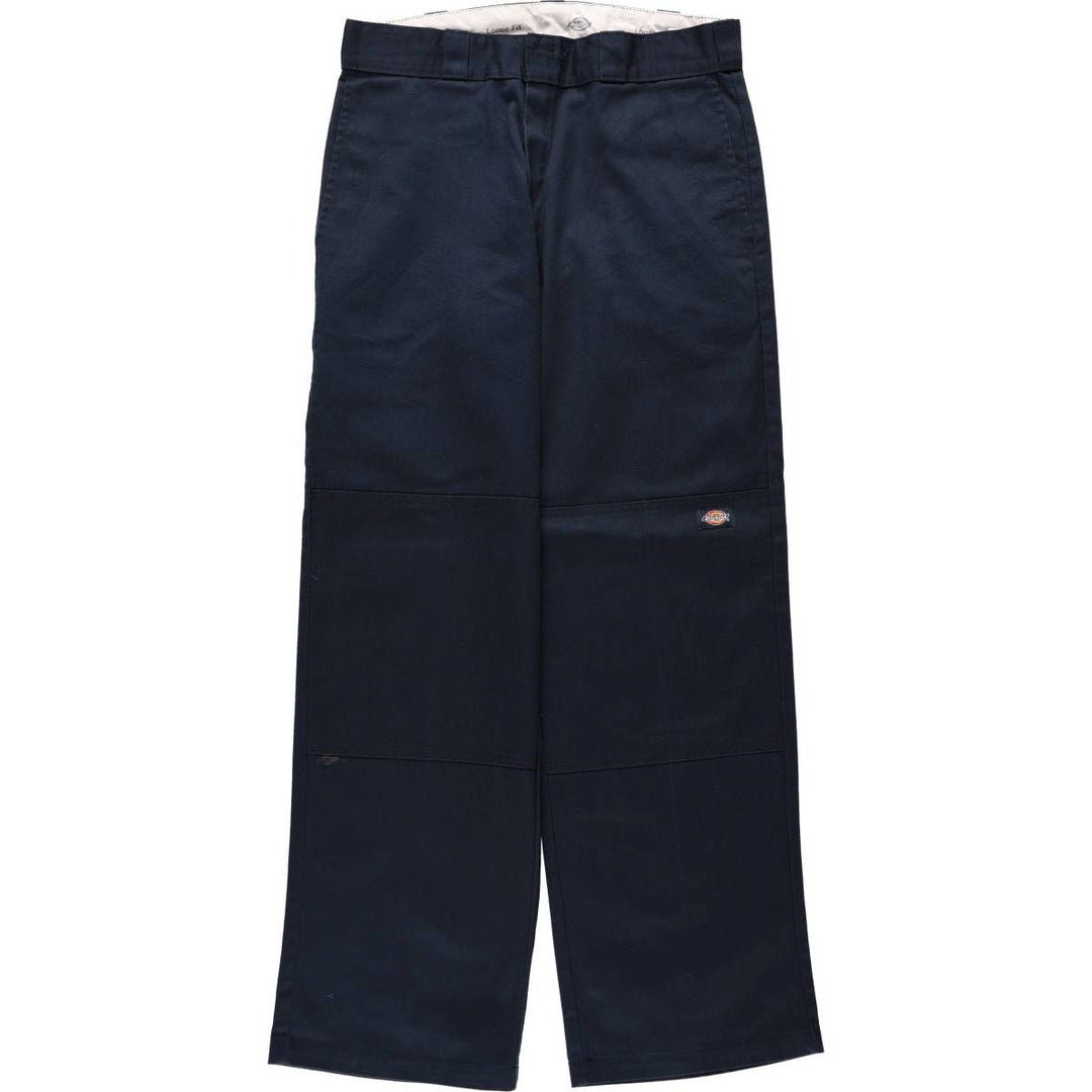 Dickies Loose Fit Double Knee Work Pants Men's W33 polyester navy blue type Vintage Second Hand