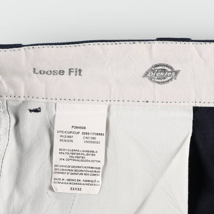 Dickies Loose Fit Double Knee Work Pants Men's W33 polyester navy blue type Vintage Second Hand