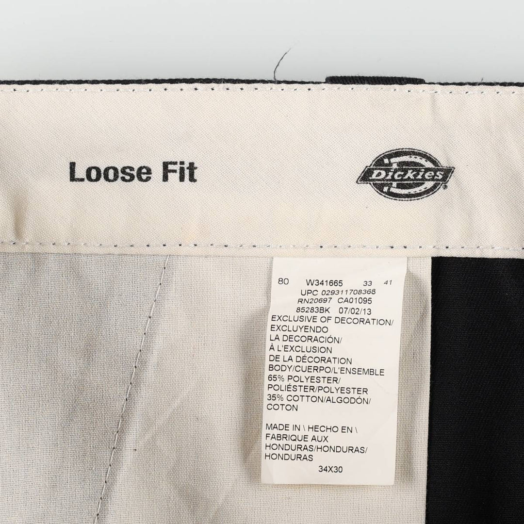 Dickies Loose Fit Double Knee Work Pants, Men's W34 (approx.) polyester black type Vintage Second Hand