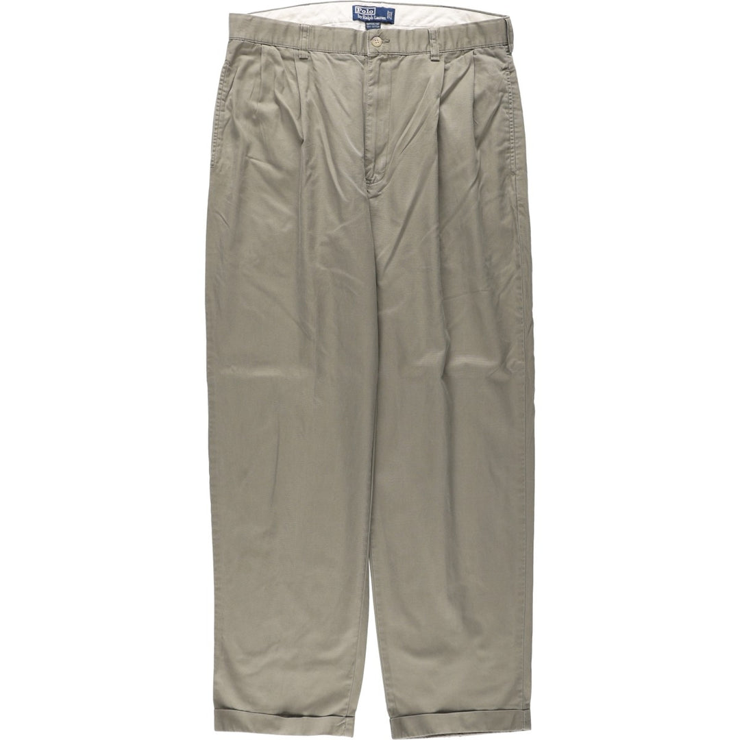 Ralph Lauren POLO by Ralph Lauren HAMMOND PANT, two-pleat chino pants, men's, w34 equivalent cotton Khaki type Vintage Second Hand