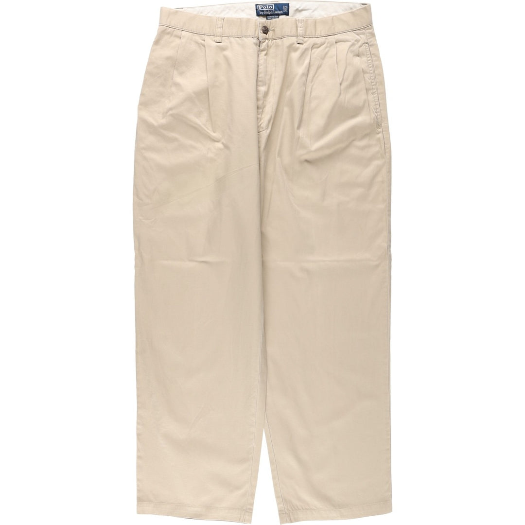 Ralph Lauren POLO by Ralph Lauren HAMMOND PANT, two-pleat chino pants, men's, w34 equivalent cotton Beige type Vintage Second Hand