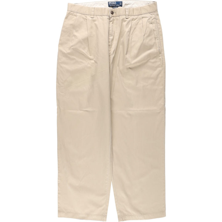 Ralph Lauren POLO by Ralph Lauren HAMMOND PANT, two-pleat chino pants, men's, w34 equivalent cotton Beige type Vintage Second Hand