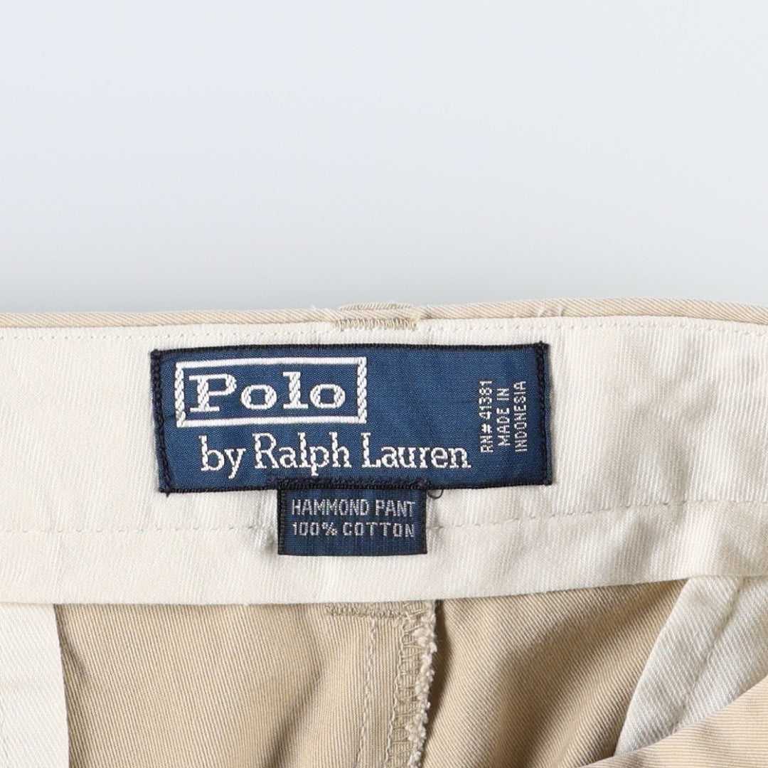 Ralph Lauren POLO by Ralph Lauren HAMMOND PANT, two-pleat chino pants, men's, w34 equivalent cotton Beige type Vintage Second Hand