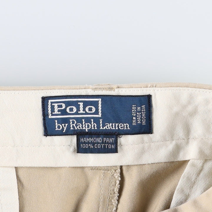 Ralph Lauren POLO by Ralph Lauren HAMMOND PANT, two-pleat chino pants, men's, w34 equivalent cotton Beige type Vintage Second Hand