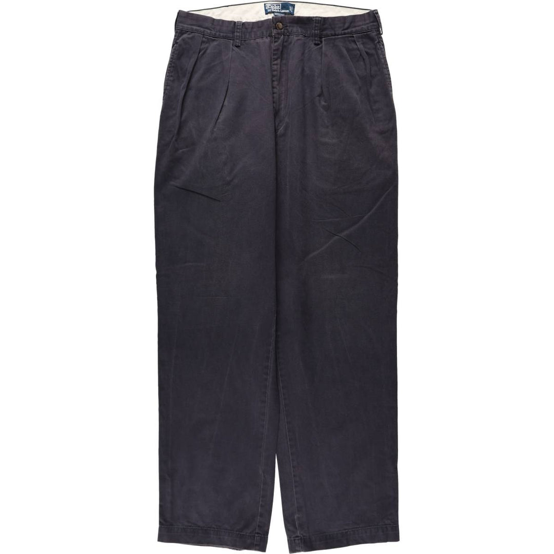 Ralph Lauren POLO by Ralph Lauren ANDREW PANT Two-pleat chino pants for men, equivalent to w36 cotton navy blue type Vintage Second Hand