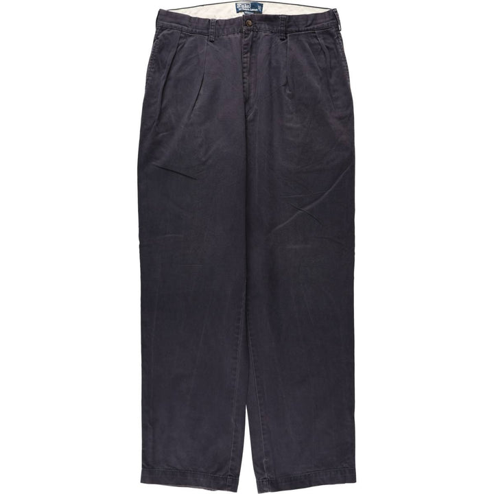 Ralph Lauren POLO by Ralph Lauren ANDREW PANT Two-pleat chino pants for men, equivalent to w36 cotton navy blue type Vintage Second Hand