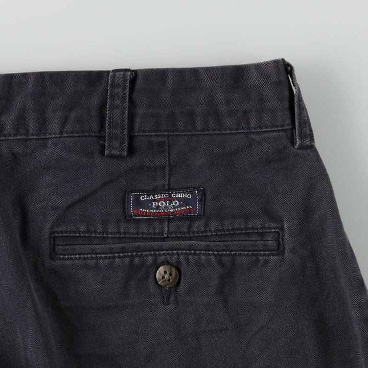 Ralph Lauren POLO by Ralph Lauren ANDREW PANT Two-pleat chino pants for men, equivalent to w36 cotton navy blue type Vintage Second Hand