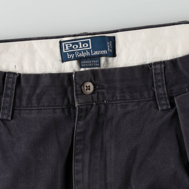 Ralph Lauren POLO by Ralph Lauren ANDREW PANT Two-pleat chino pants for men, equivalent to w36 cotton navy blue type Vintage Second Hand