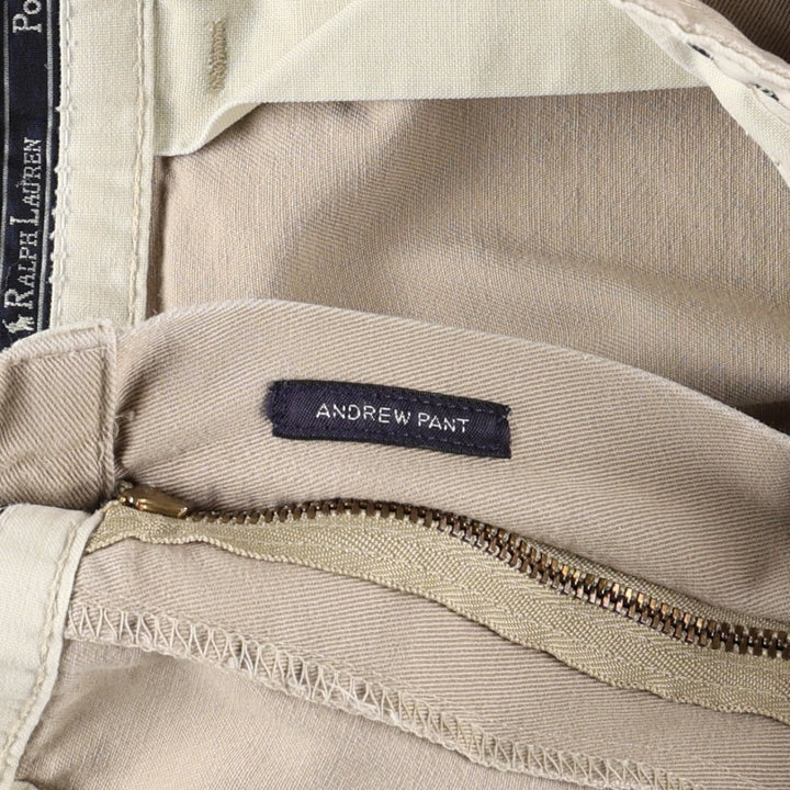 1990'S Ralph Lauren Polo Ralph Lauren ANDREW PANT Two-Pleat Chino Pants Made in USA Men's W37 (approx.) Vintage cotton Beige type Vintage Second Hand