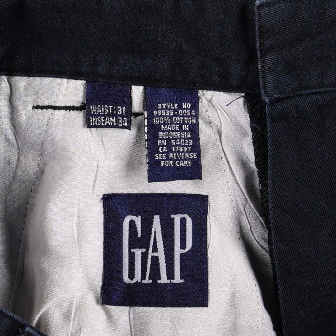 GAP Old Gap Two-Pleat Chino Pants Men's W31 (approx.) cotton navy blue type Vintage Second Hand