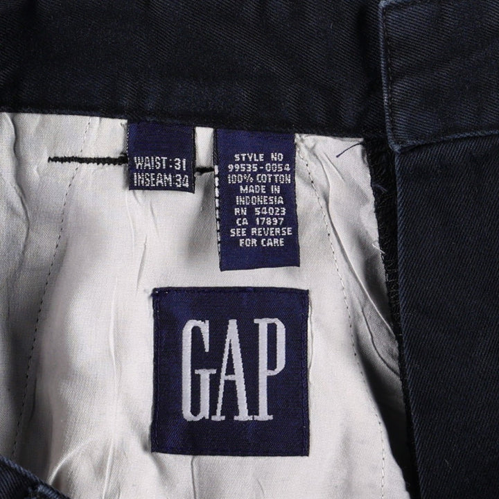 GAP Old Gap Two-Pleat Chino Pants Men's W31 (approx.) cotton navy blue type Vintage Second Hand