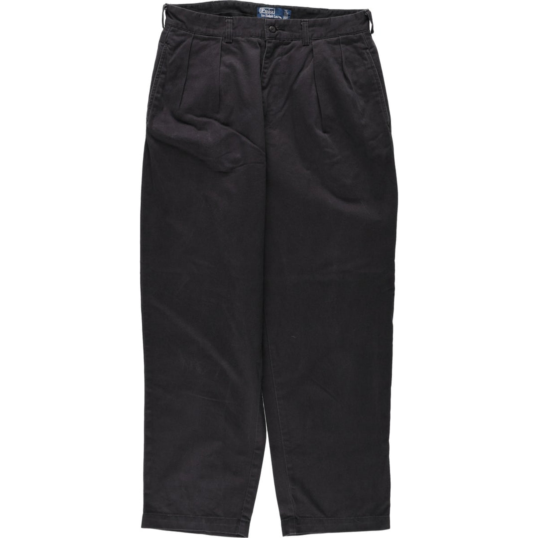Ralph Lauren POLO by Ralph Lauren ANDREW PANT Two-pleat chino pants for men, equivalent to W33 cotton navy blue type Vintage Second Hand