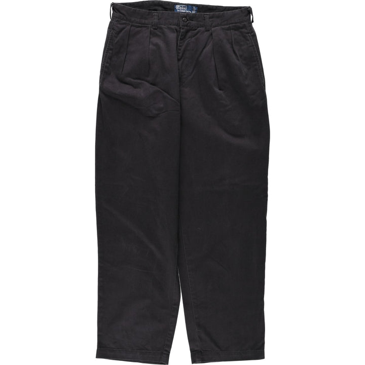 Ralph Lauren POLO by Ralph Lauren ANDREW PANT Two-pleat chino pants for men, equivalent to W33 cotton navy blue type Vintage Second Hand