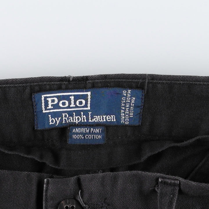 Ralph Lauren POLO by Ralph Lauren ANDREW PANT Two-pleat chino pants for men, equivalent to W33 cotton navy blue type Vintage Second Hand