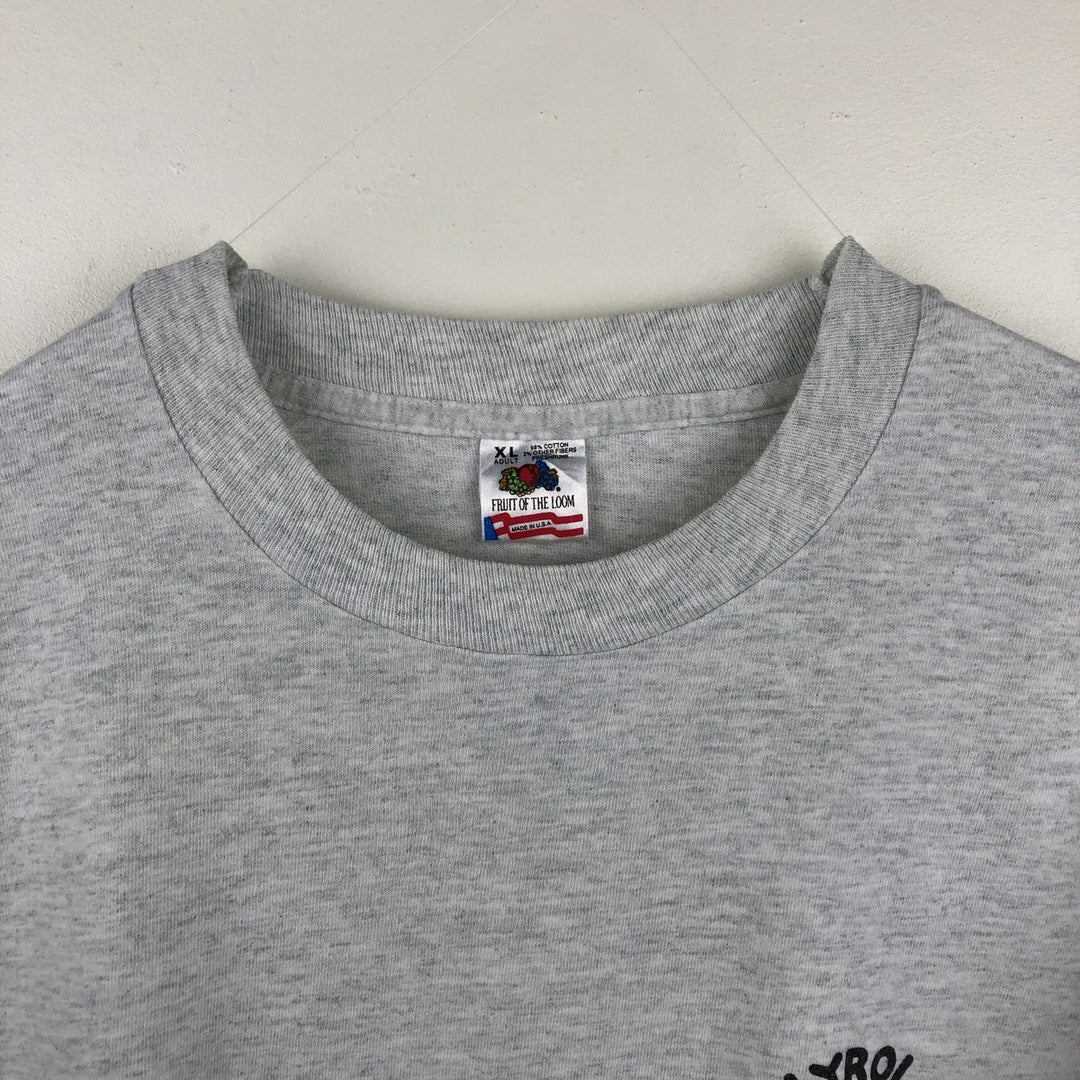 90'S Fruit of the Loom printed T-shirt, made in the USA, men's XL size, vintage cotton gray type Vintage Second Hand