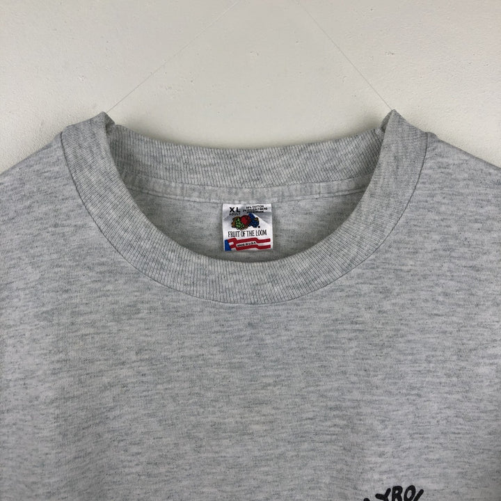 90'S Fruit of the Loom printed T-shirt, made in the USA, men's XL size, vintage cotton gray type Vintage Second Hand