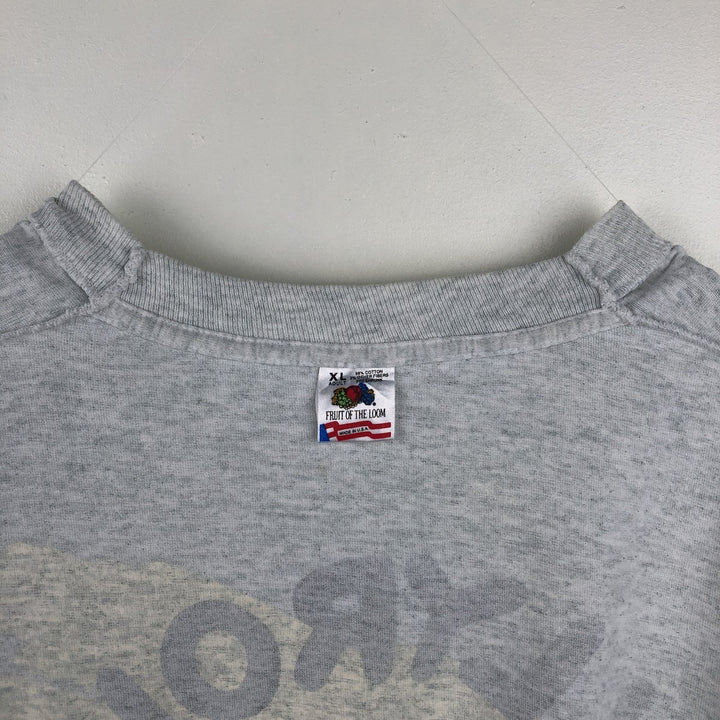 90'S Fruit of the Loom printed T-shirt, made in the USA, men's XL size, vintage cotton gray type Vintage Second Hand