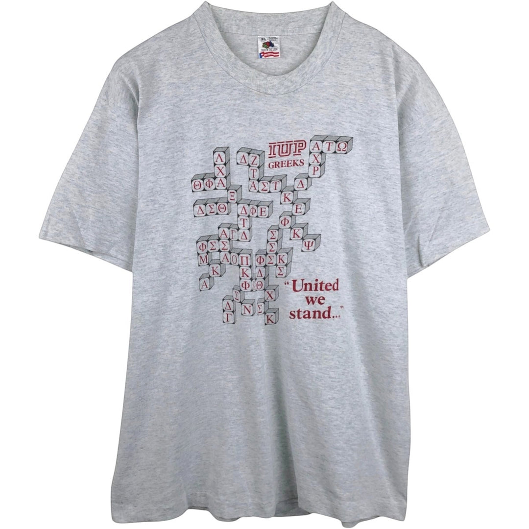 90'S Fruit of the Loom print T-shirt, Made in USA, Men's XL cotton gray type Vintage Second Hand