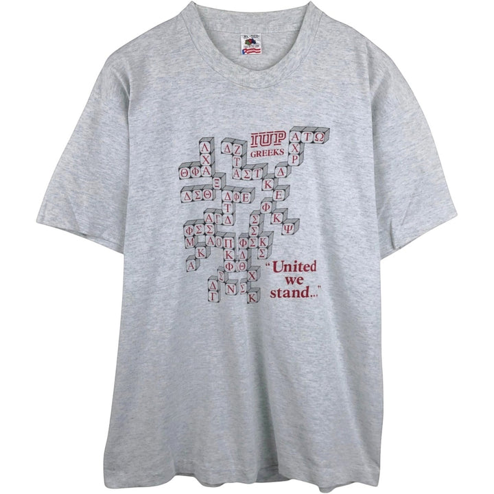 90'S Fruit of the Loom print T-shirt, Made in USA, Men's XL cotton gray type Vintage Second Hand