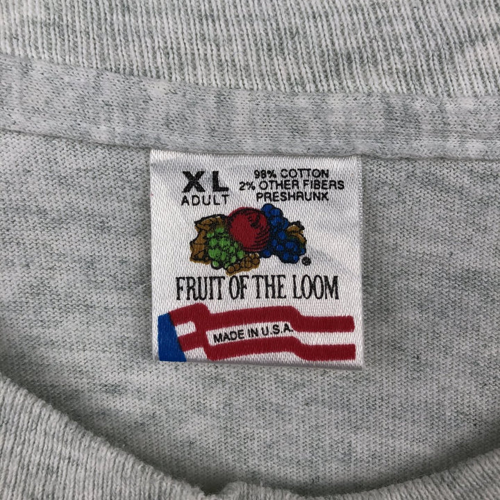 90'S Fruit of the Loom print T-shirt, Made in USA, Men's XL cotton gray type Vintage Second Hand