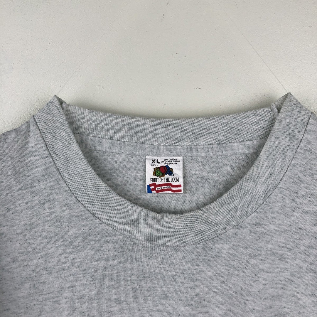 90'S Fruit of the Loom print T-shirt, Made in USA, Men's XL cotton gray type Vintage Second Hand