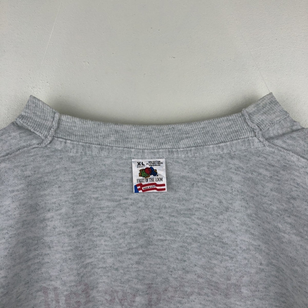 90'S Fruit of the Loom print T-shirt, Made in USA, Men's XL cotton gray type Vintage Second Hand