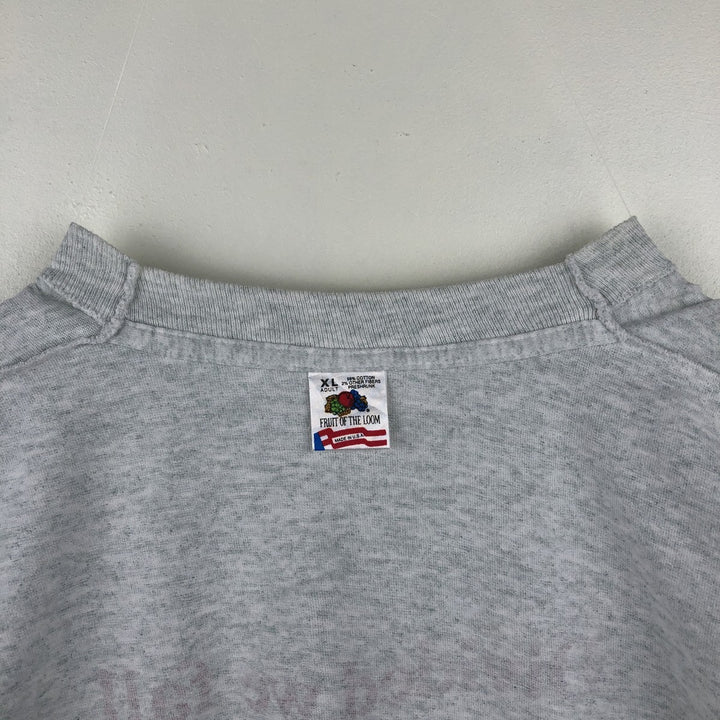 90'S Fruit of the Loom print T-shirt, Made in USA, Men's XL cotton gray type Vintage Second Hand