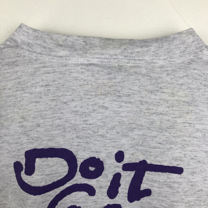 90'S ONEITA Printed T-shirt, Men's L size, Vintage cotton gray type Vintage Second Hand