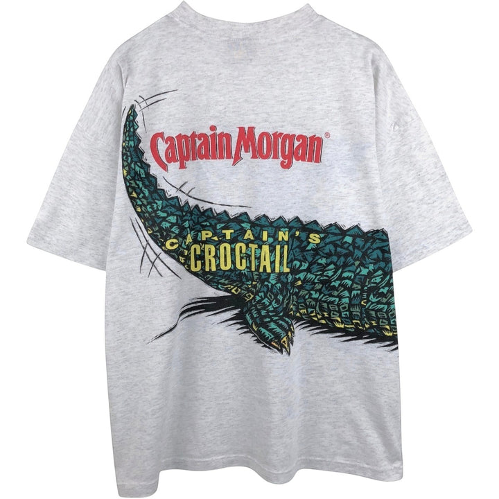 Captain Morgan Printed T-Shirt, Men's Size XL unclear gray type Vintage Second Hand
